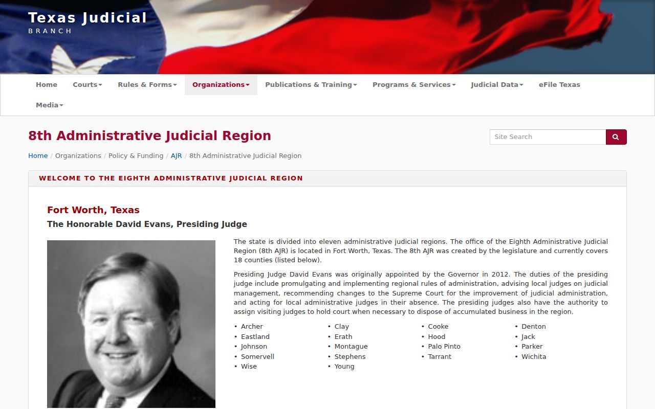 Somervell County criminal courts in the Eighth Administrative Judicial Region