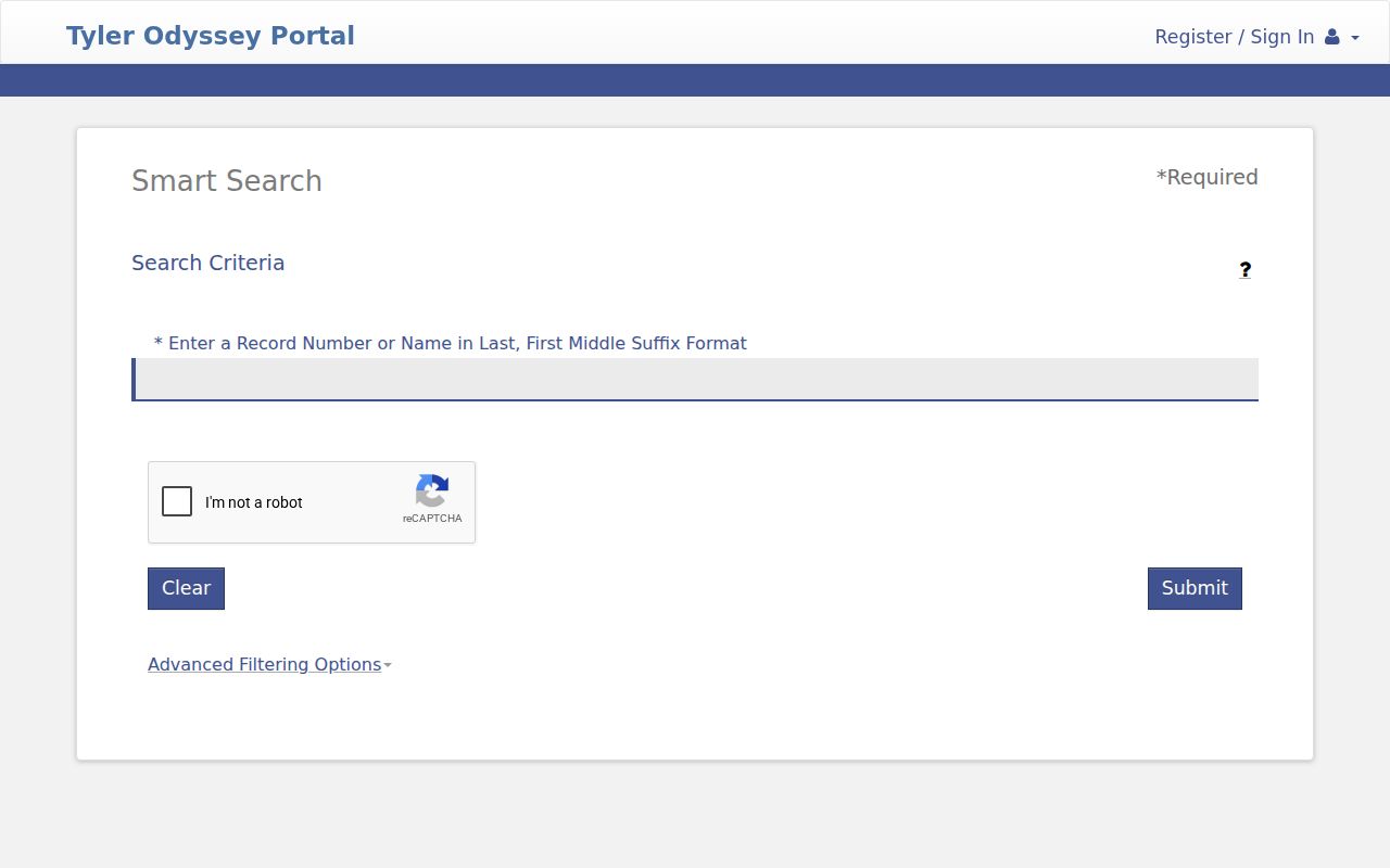 Somervell County criminal case Smart Search fields in UCMS