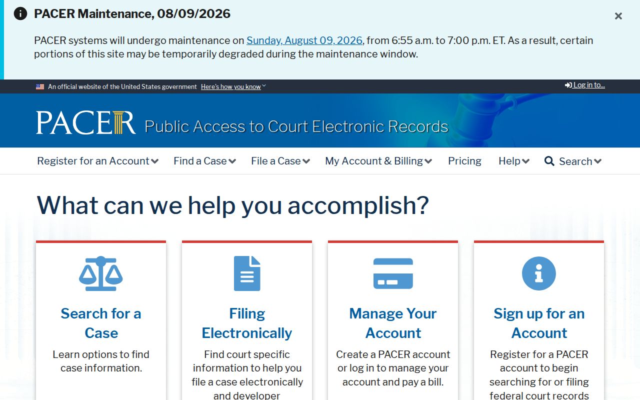 Federal Somervell County criminal record access through PACER
